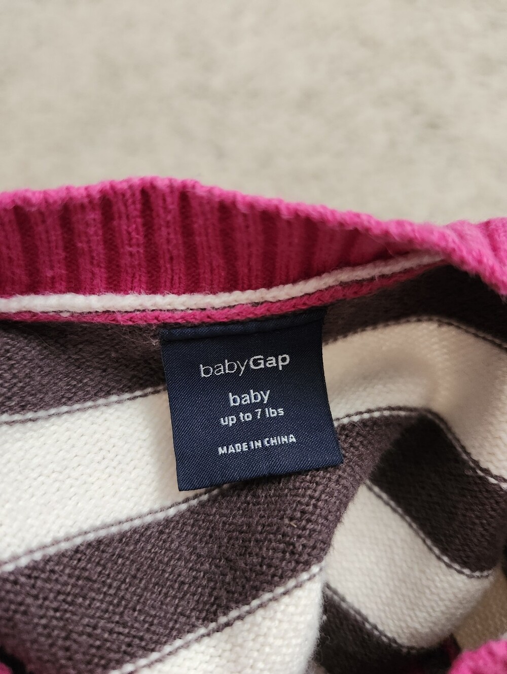 GAP Striped Cream & Brown with Purple Bottom Knit Jumpsuit - Picture 2 of 4